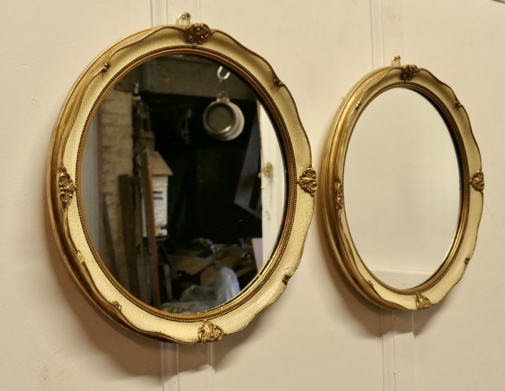 A Pair of French Gilt and Cream Crackle Finish Wall Mirrors View III