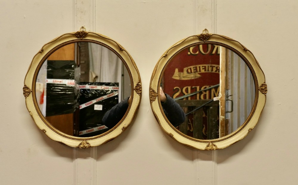A Pair of French Gilt and Cream Crackle Finish Wall Mirrors View V