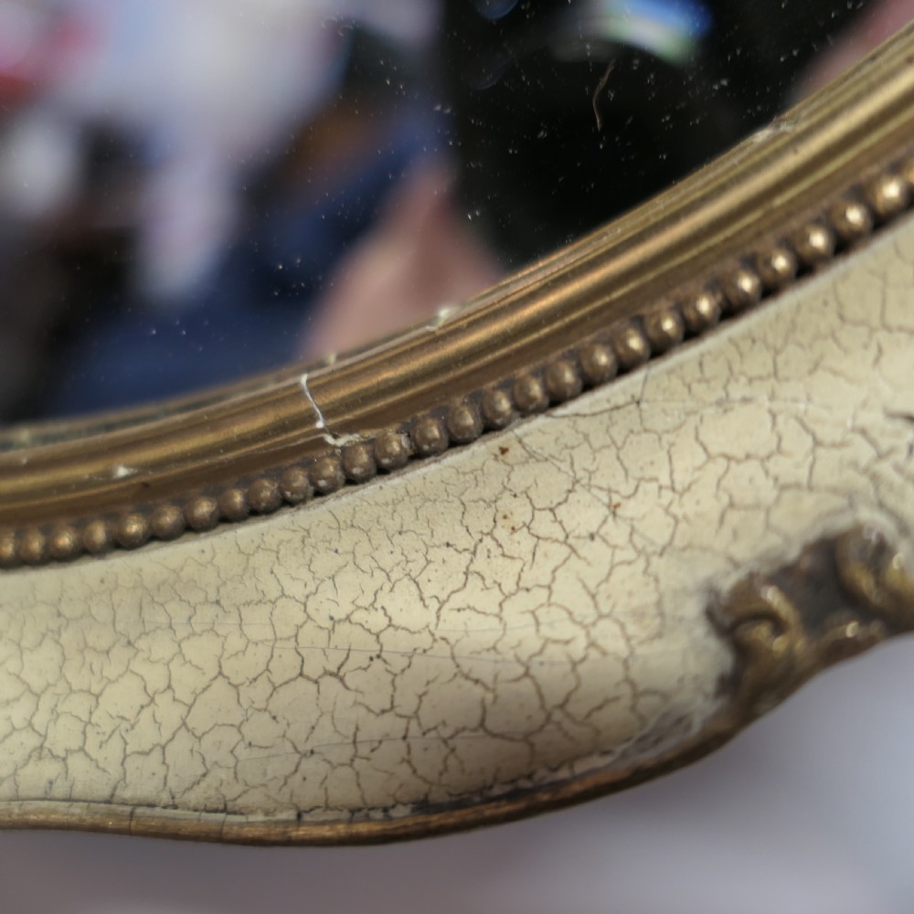 A Pair of French Gilt and Cream Crackle Finish Wall Mirrors View VII