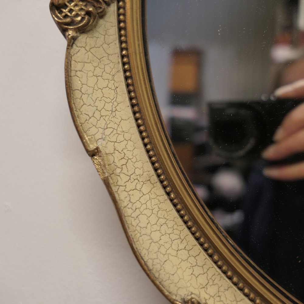 A Pair of French Gilt and Cream Crackle Finish Wall Mirrors View VIII