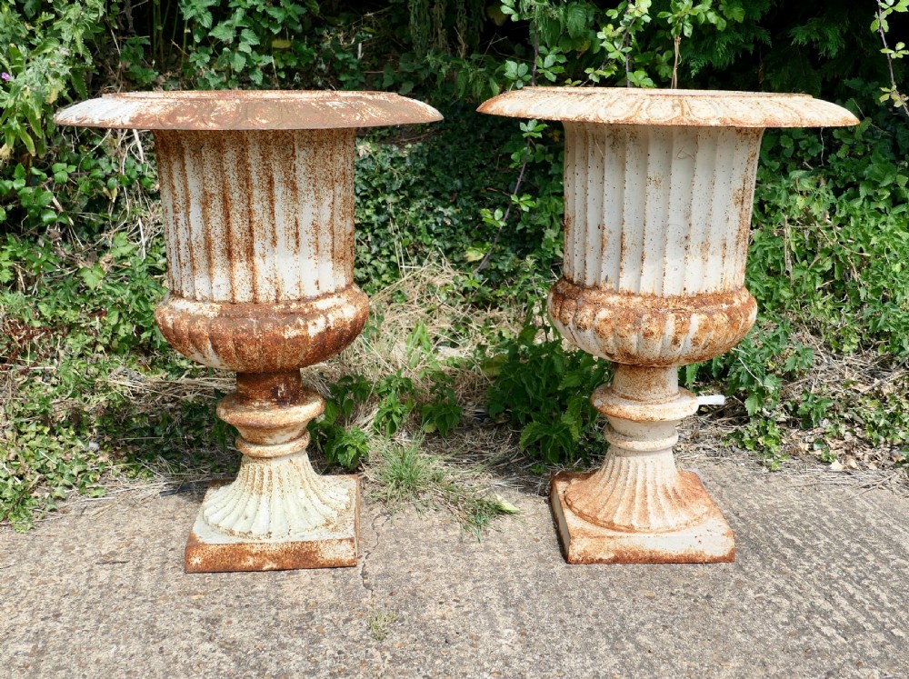 Pair of  Large Cast Iron Garden Urns, Garden Planters