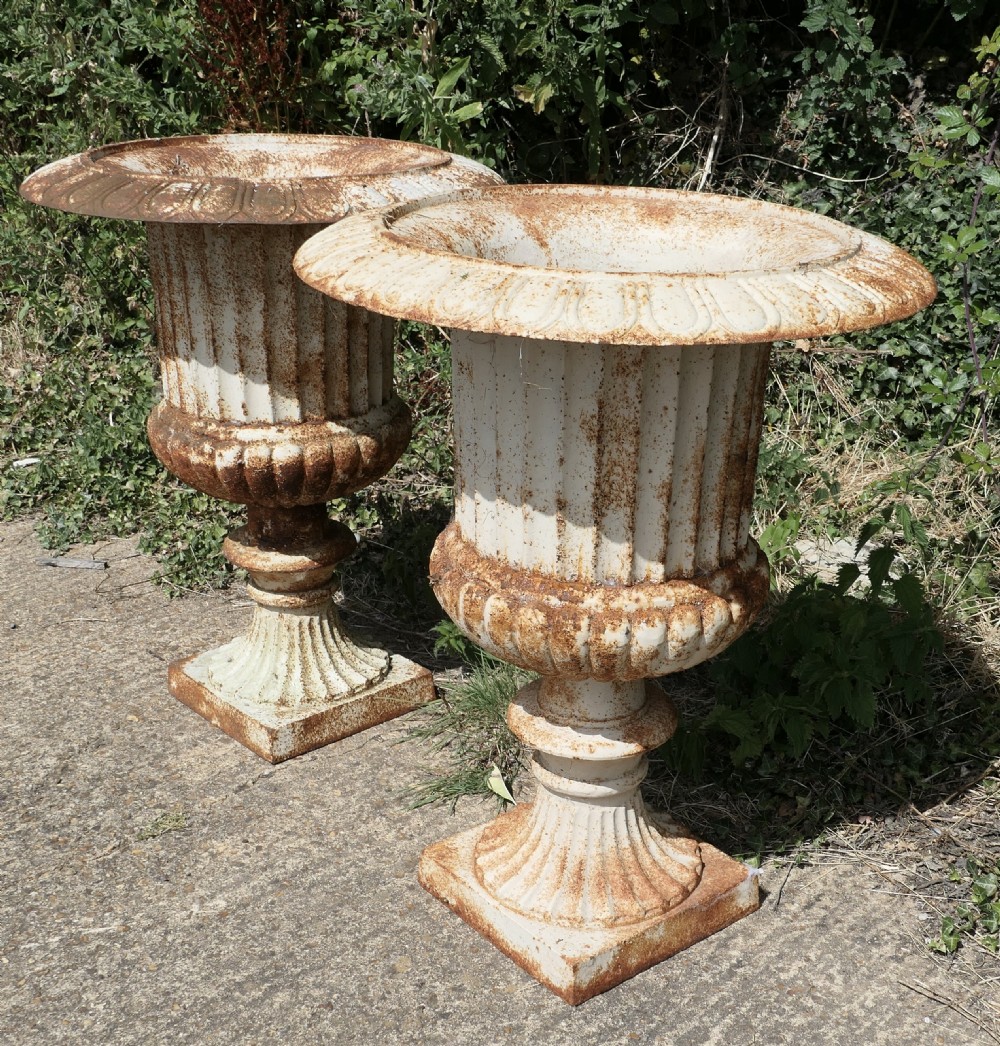 Pair of  Large Cast Iron Garden Urns, Garden Planters View III