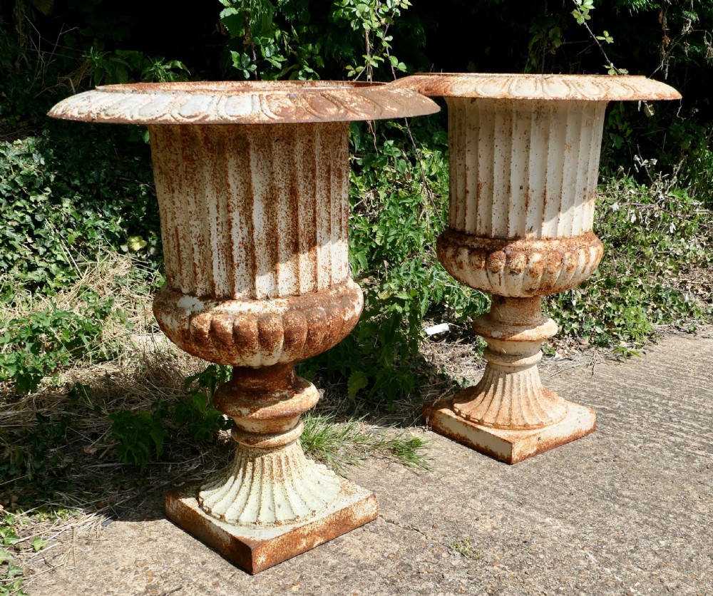 Pair of  Large Cast Iron Garden Urns, Garden Planters View IV