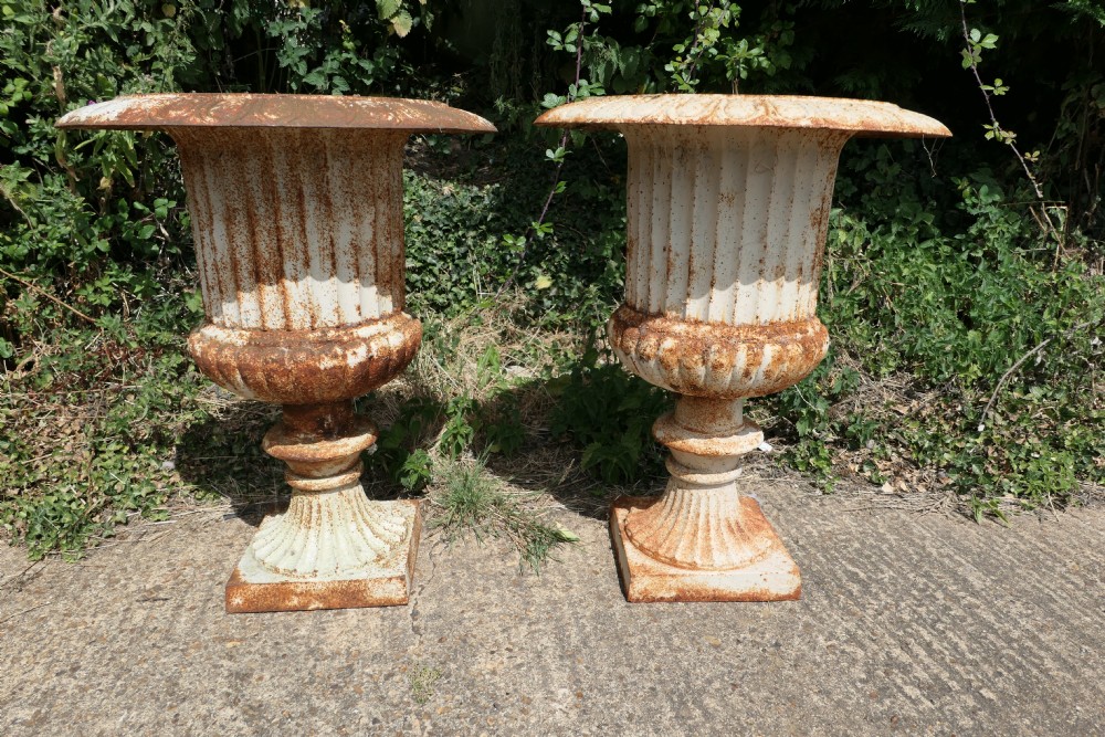 Pair of  Large Cast Iron Garden Urns, Garden Planters View VI