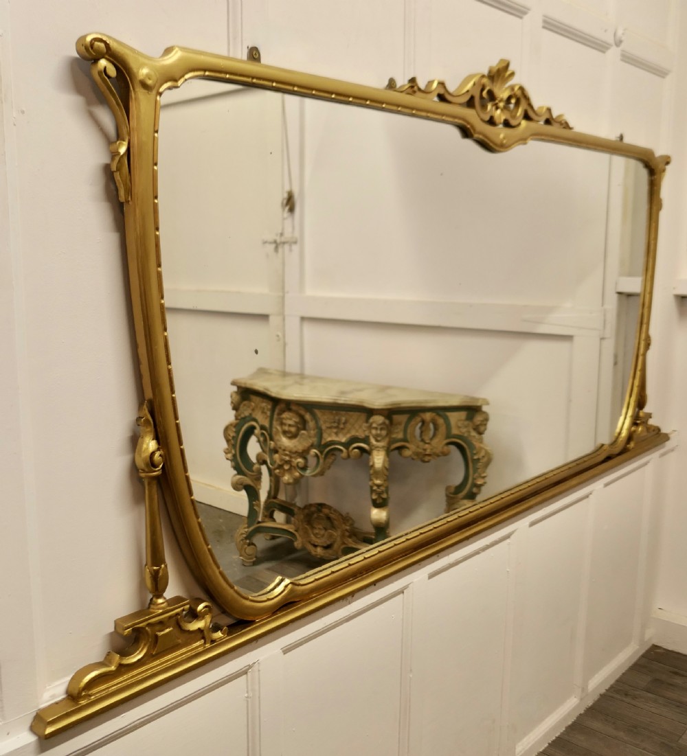 A Very Large Art Nouveau Gilt Over Mantle Mirror  View II