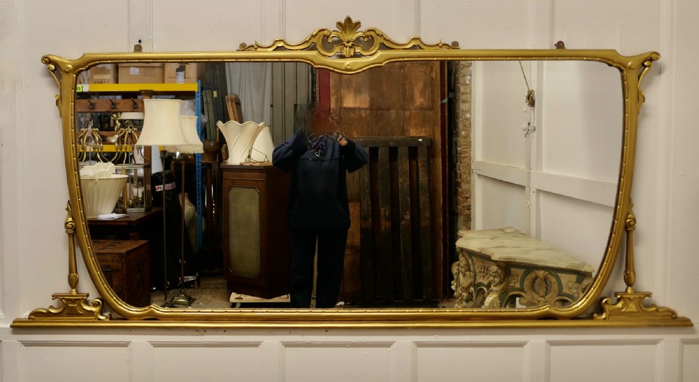 A Very Large Art Nouveau Gilt Over Mantle Mirror  View III