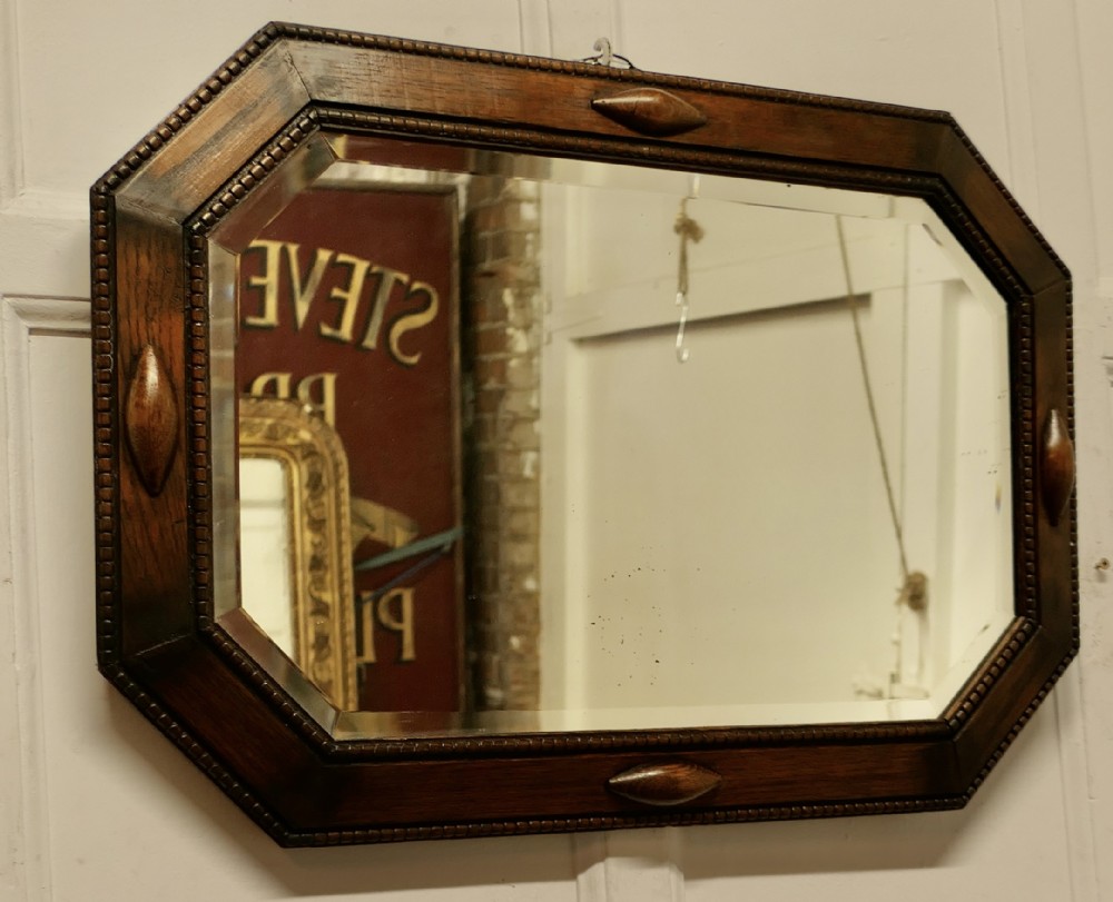 Long Art Deco Octagonal Oak Mirror