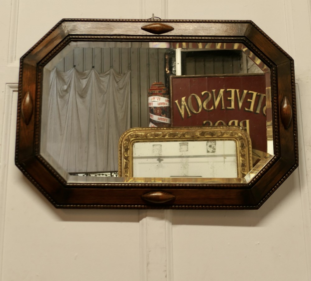 Long Art Deco Octagonal Oak Mirror View II