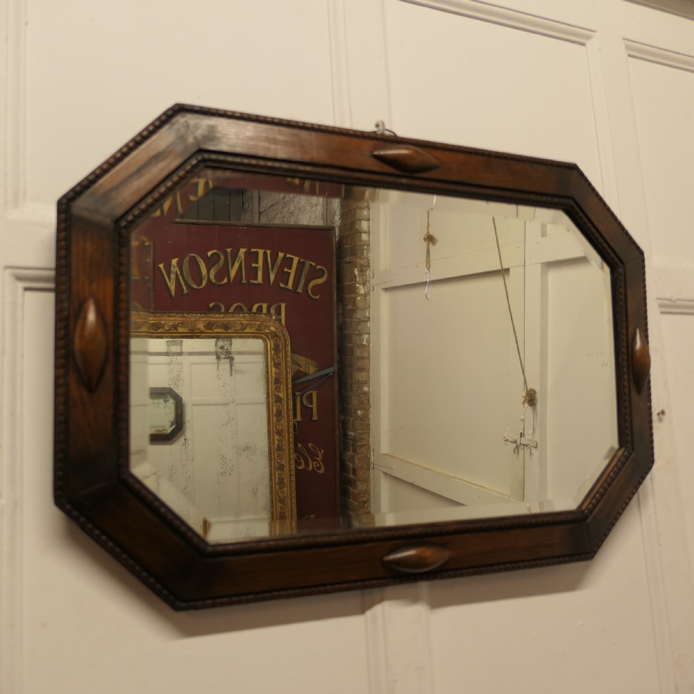 Long Art Deco Octagonal Oak Mirror View IV