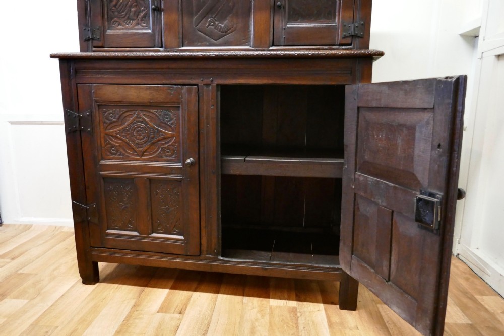 1696 French Carved Oak Court Cupboard, Cottage size Livery Cupboard  View XIII