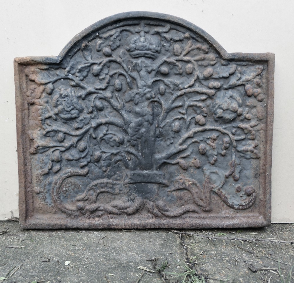  Large 18th Century Heavy Iron Fire Back, Andirons and Grate  View IX