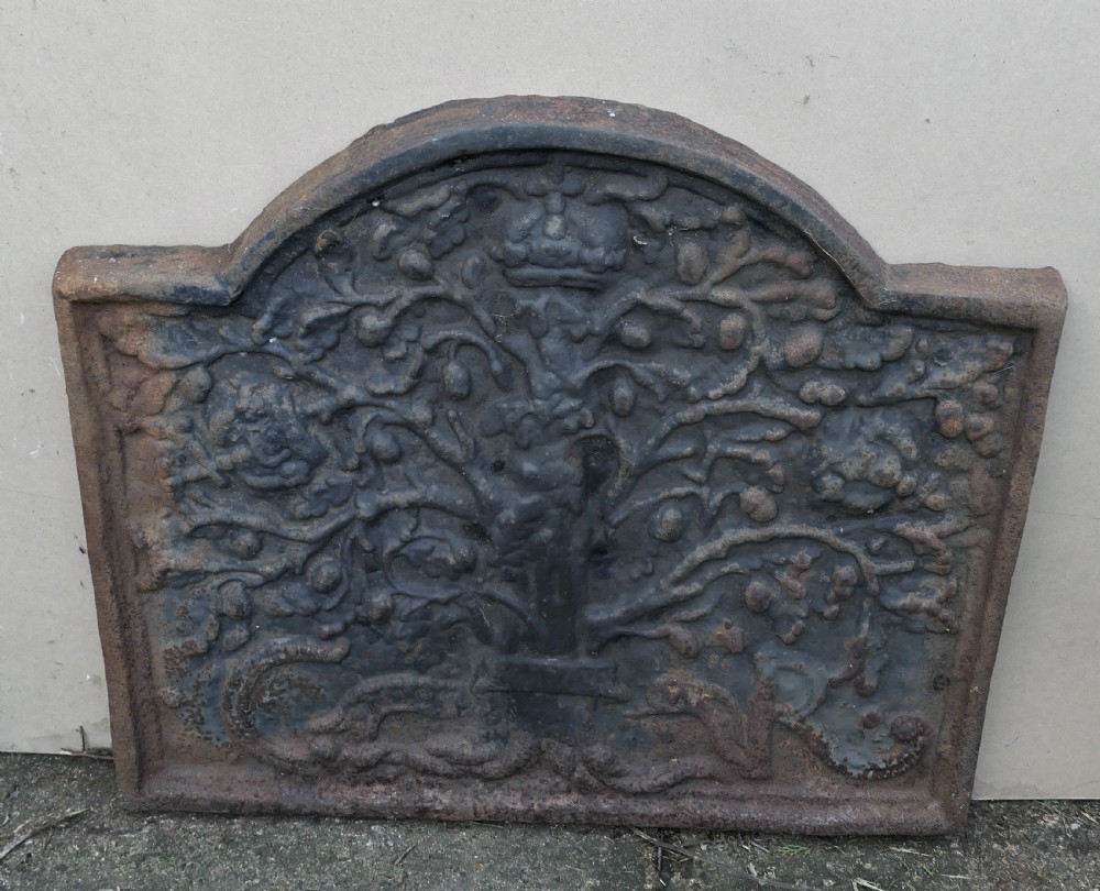  Large 18th Century Heavy Iron Fire Back, Andirons and Grate  View XI