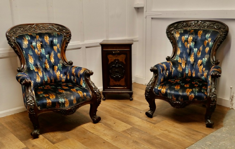 A Pair of Large Franco Chinese Carved Salon Chairs View II