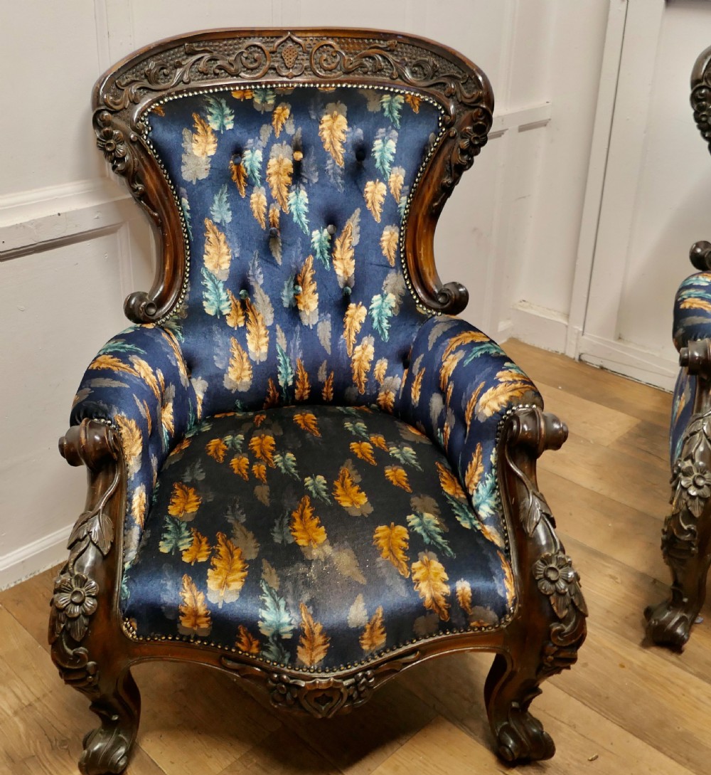 A Pair of Large Franco Chinese Carved Salon Chairs View IV