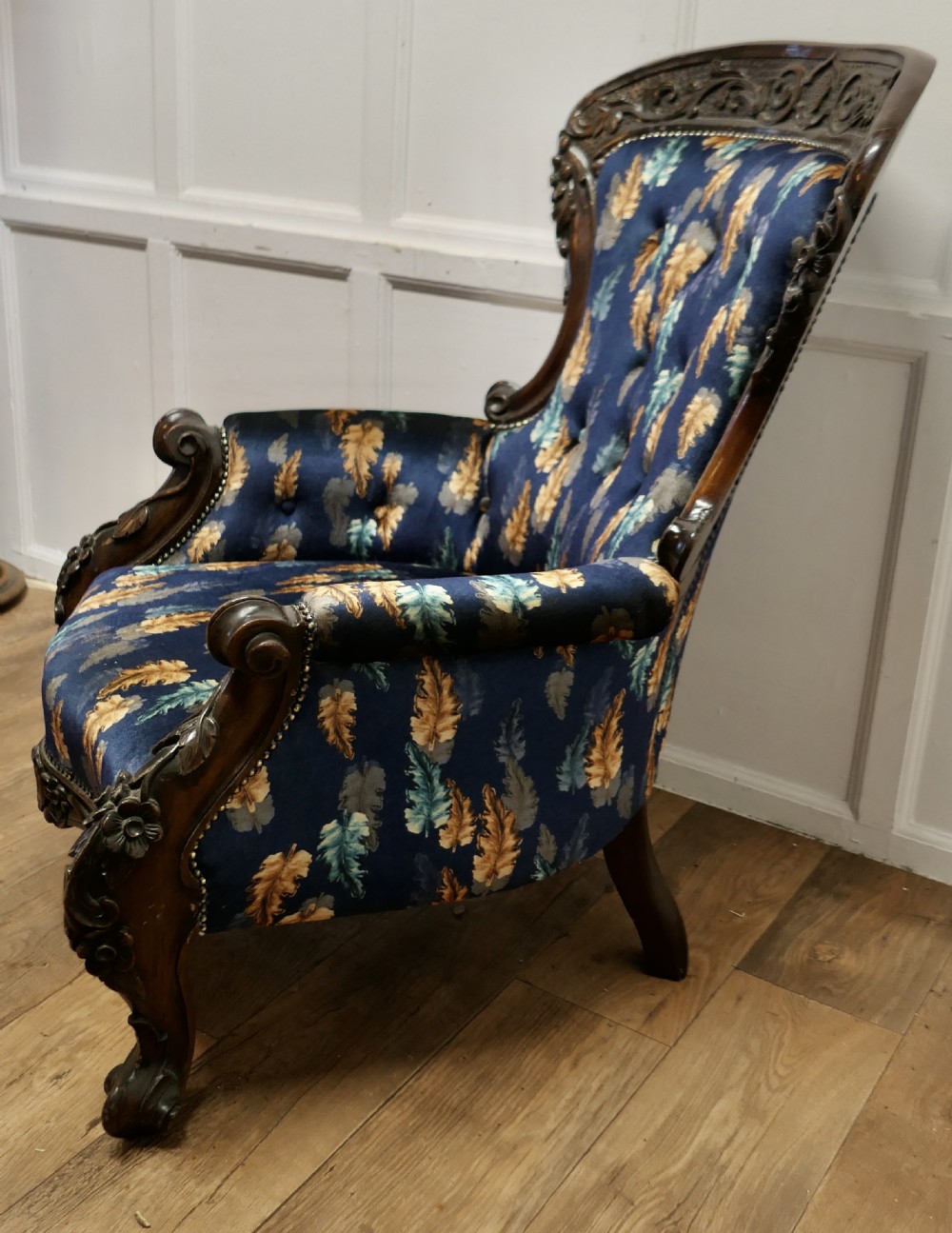 A Pair of Large Franco Chinese Carved Salon Chairs View V
