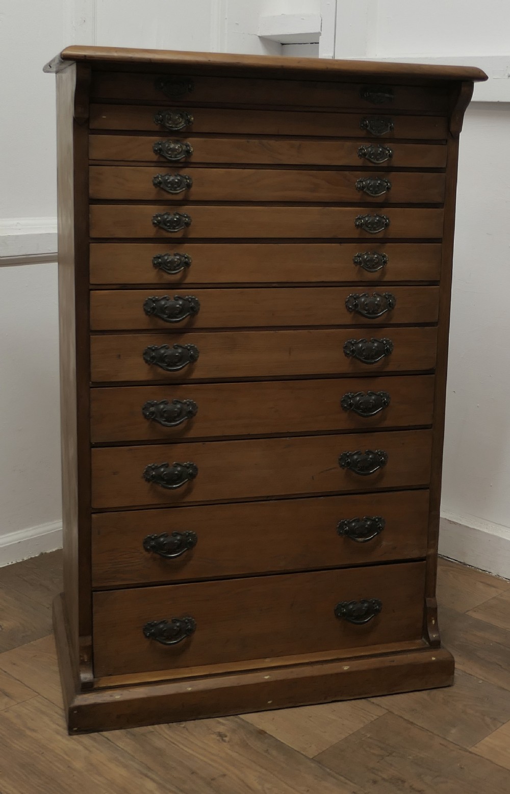 Arts and Crafts Pine Collectors Cabinet Filing Drawers