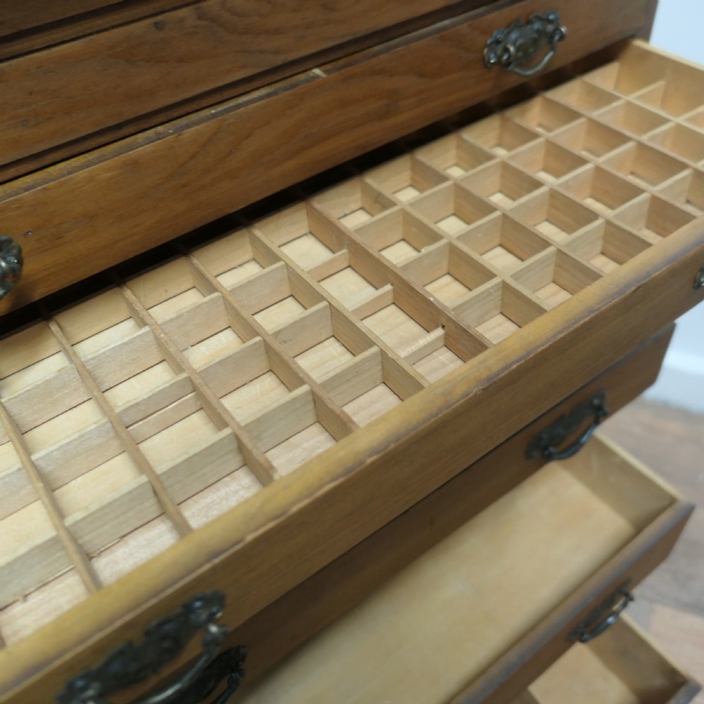 Arts and Crafts Pine Collectors Cabinet Filing Drawers View VIII