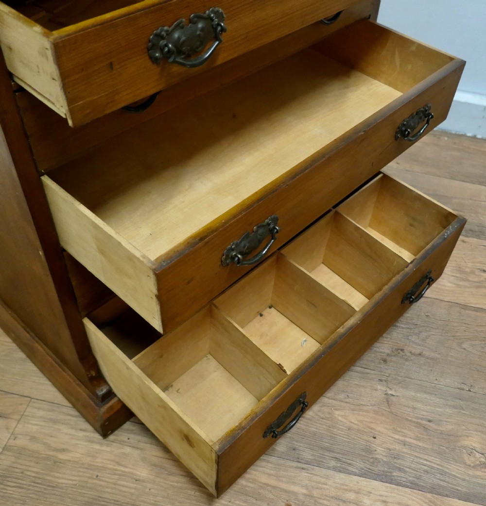 Arts and Crafts Pine Collectors Cabinet Filing Drawers View XVI