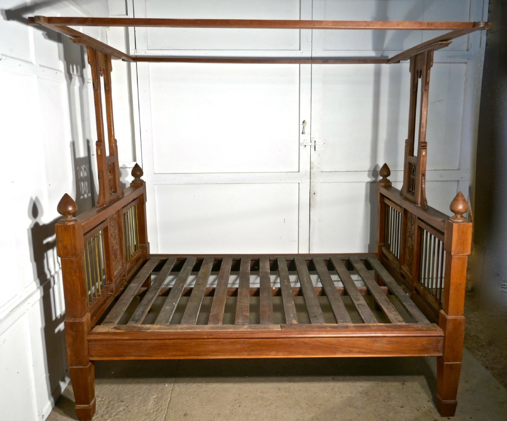 Anglo Indian Antique 4 Poster 5ft Double Bed View XII