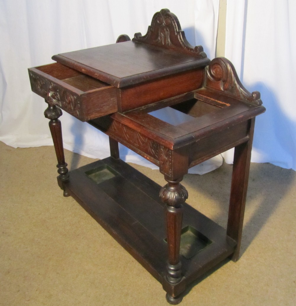 Carved Oak Green Man Hall Stick or Umbrella Stand View III