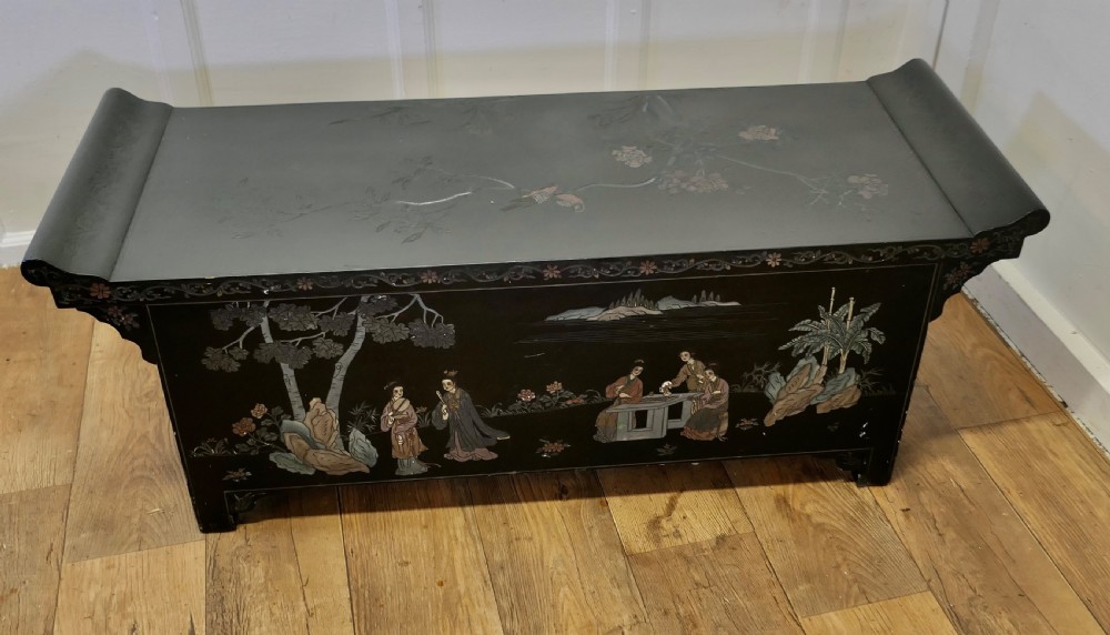 Black Lacquer Chinoiserie Low Cabinet View VIII