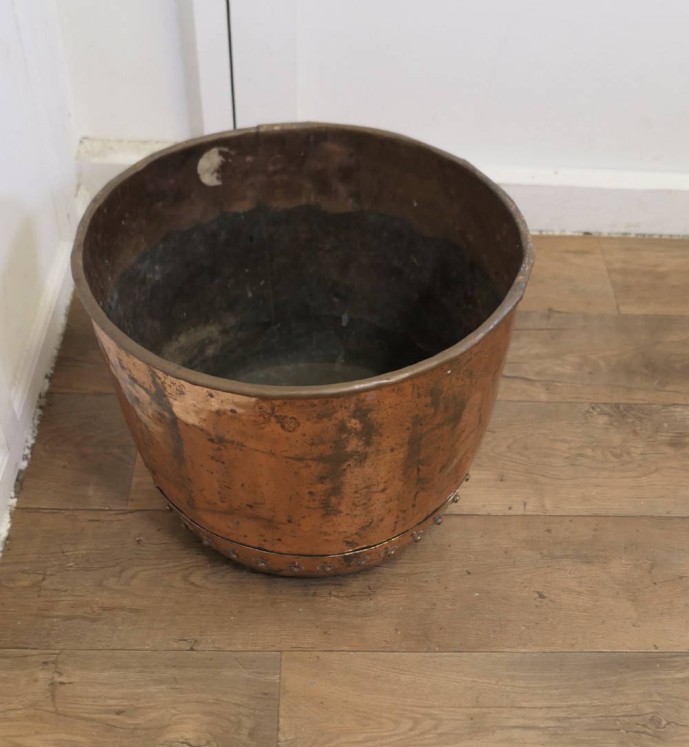 19th Century Copper, Log Bin Cauldron View IV