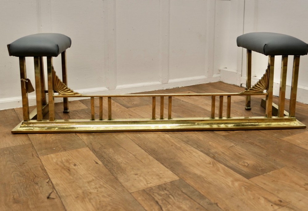 19th Century Brass and Leather Club Fender View IV