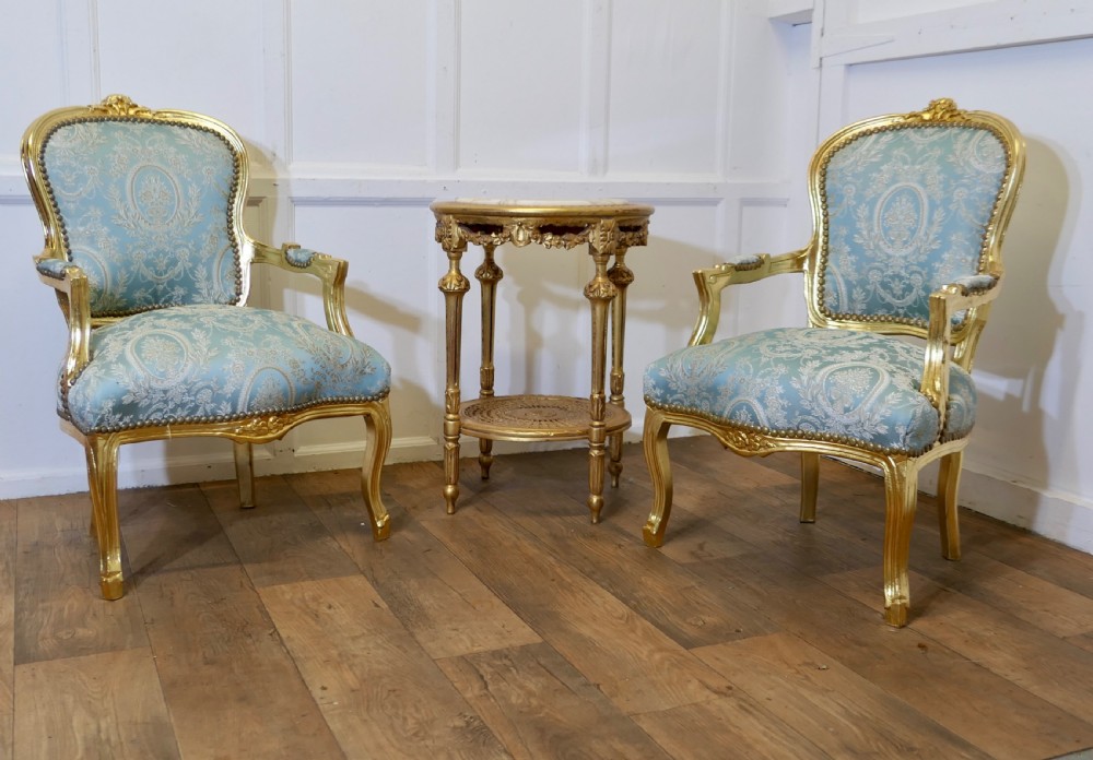A Superb Pair of French 19th Century Gilt Salon Chairs