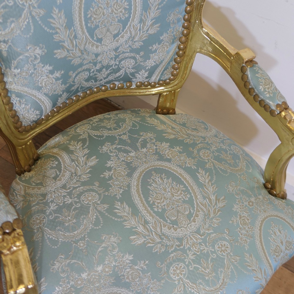 A Superb Pair of French 19th Century Gilt Salon Chairs View V