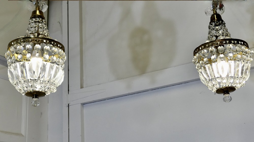 A Pair of French Empire Style Tent and Basket Chandeliers View VI