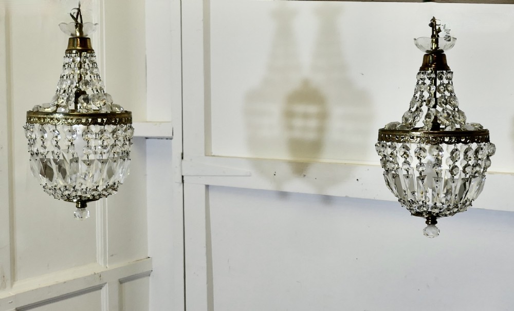 A Pair of French Empire Style Tent and Basket Chandeliers View VII