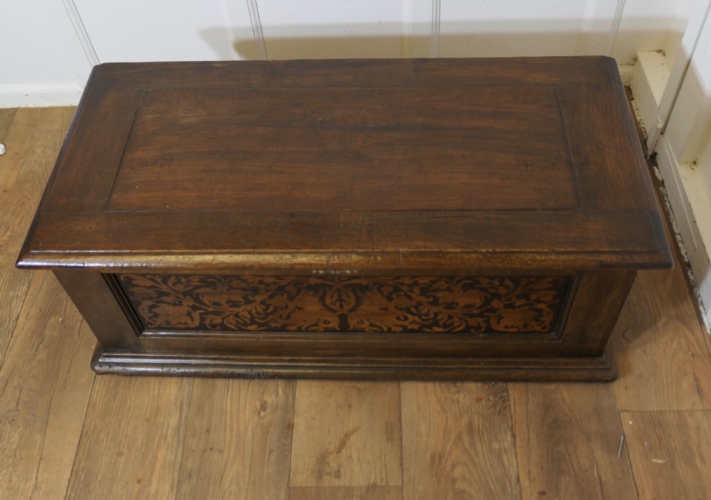 Arts and Crafts Carved Oak Marriage Chest or Carved Coffer View V