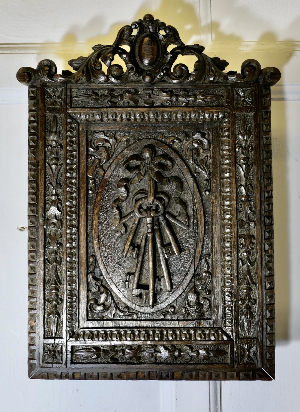 Carved Oak Key Cupboard