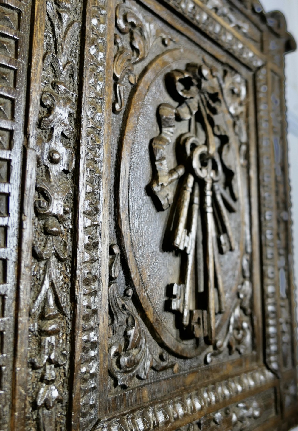 Carved Oak Key Cupboard View VI