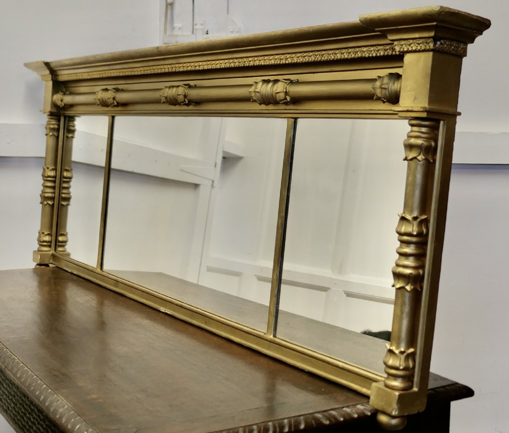 Regency Triple Plate Gilt Mirror or Over Mantle 