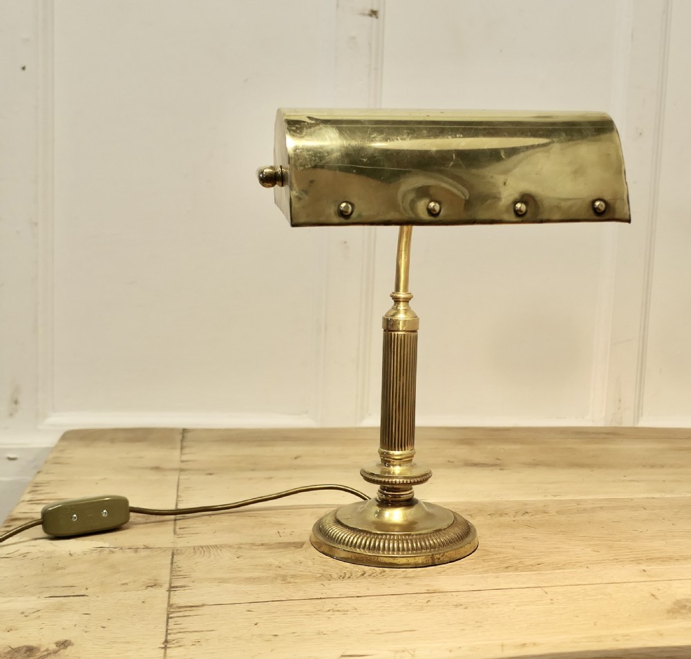 Superb Art Deco Bankers Brass Desk Lamp,