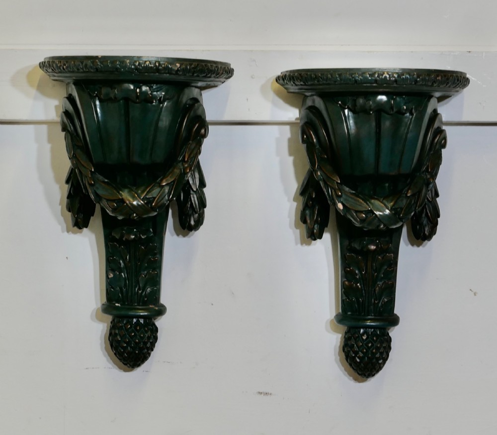 A Pair of 19th Century Green Wall Brackets View II