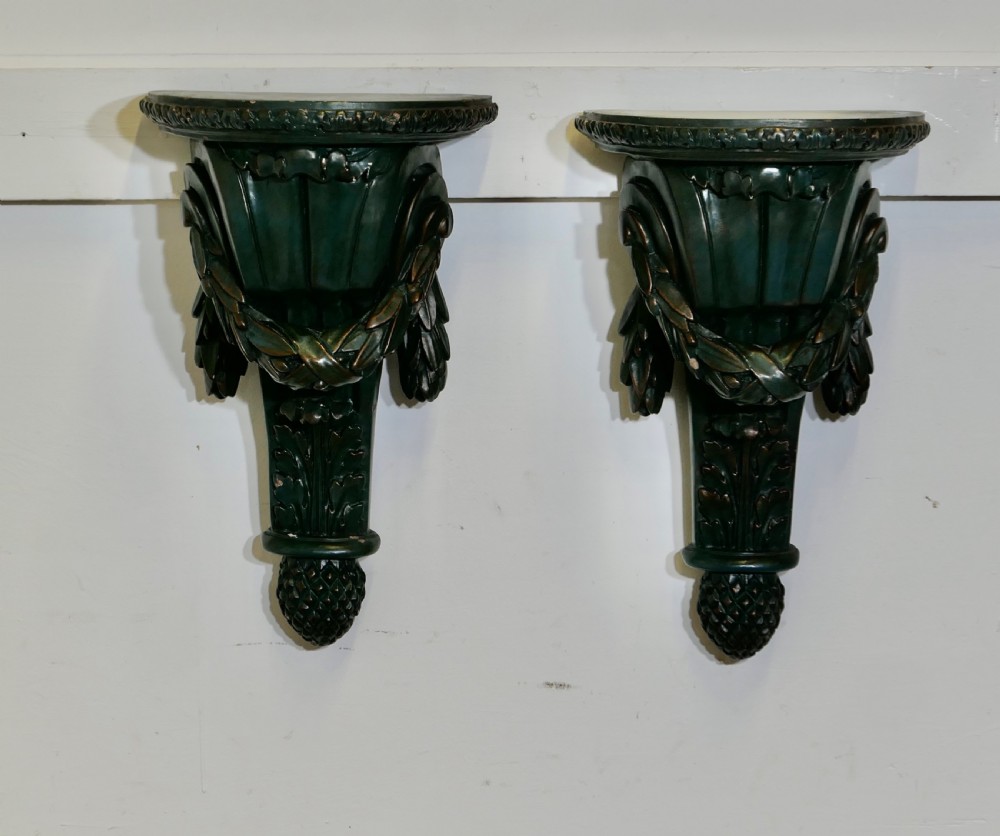 A Pair of 19th Century Green Wall Brackets View III