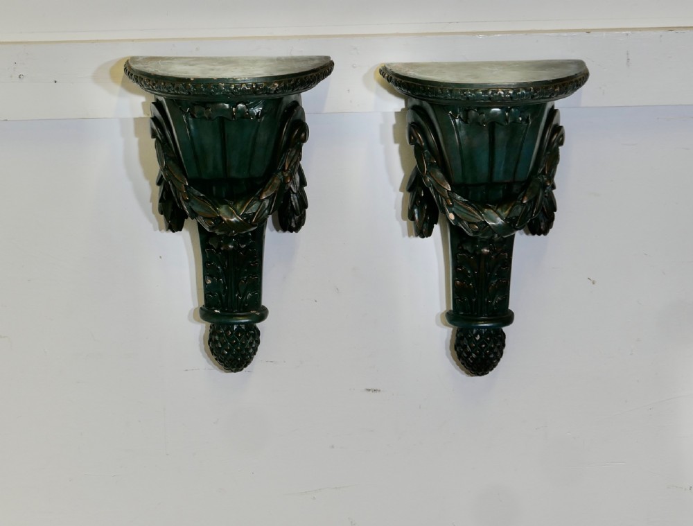 A Pair of 19th Century Green Wall Brackets View IV