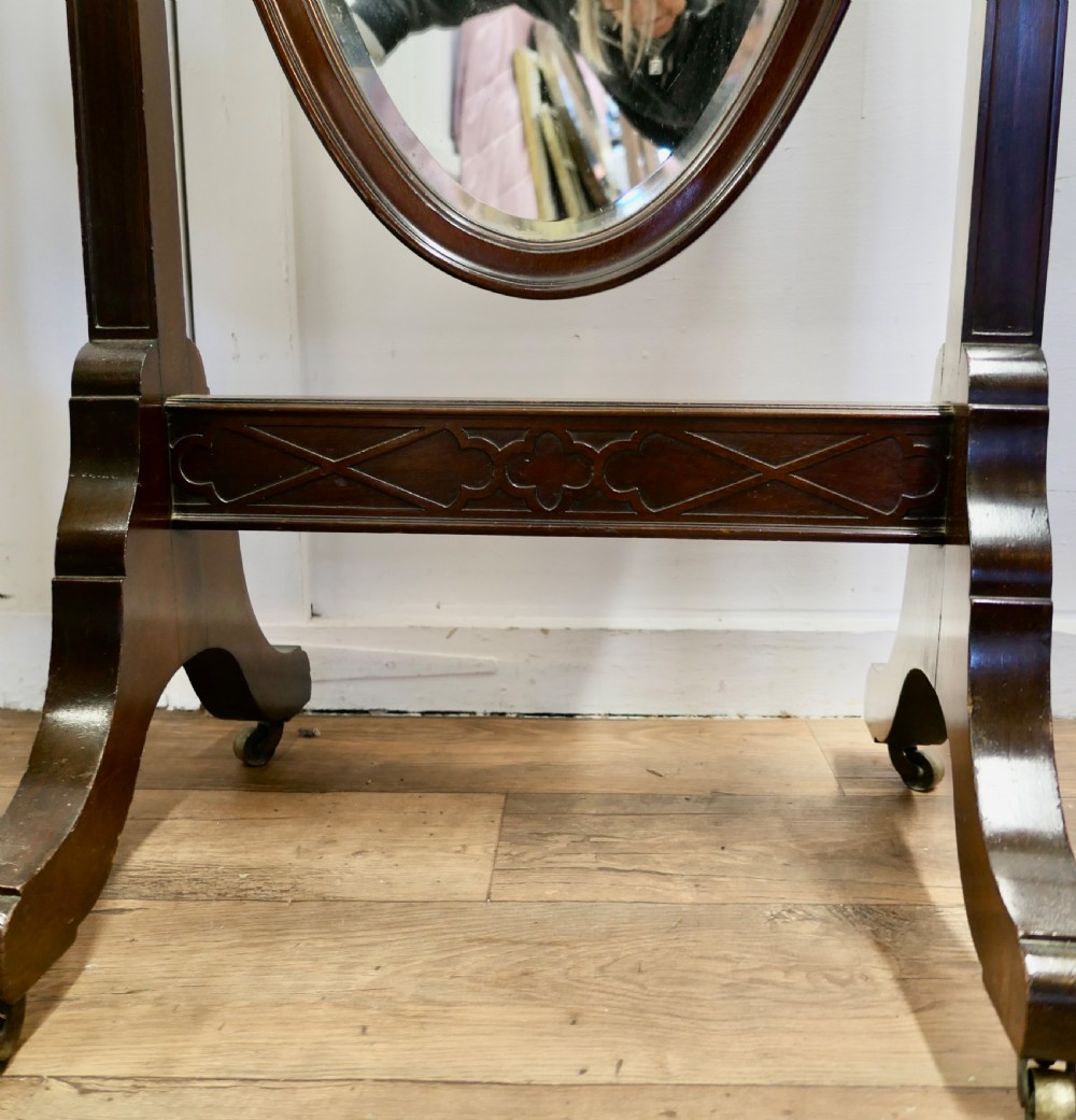  Large French Oval Cheval Dressing Mirror View VII