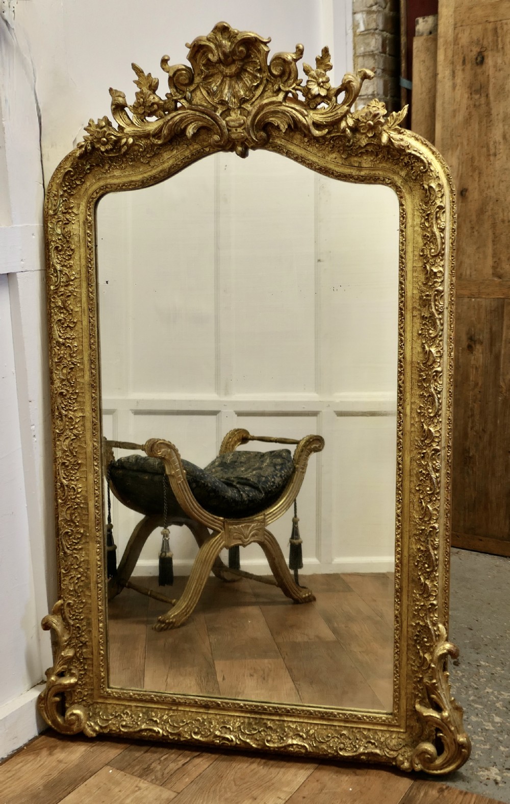 Large Very Decorative Elaborate French Louis Philippe Wall Mirror 