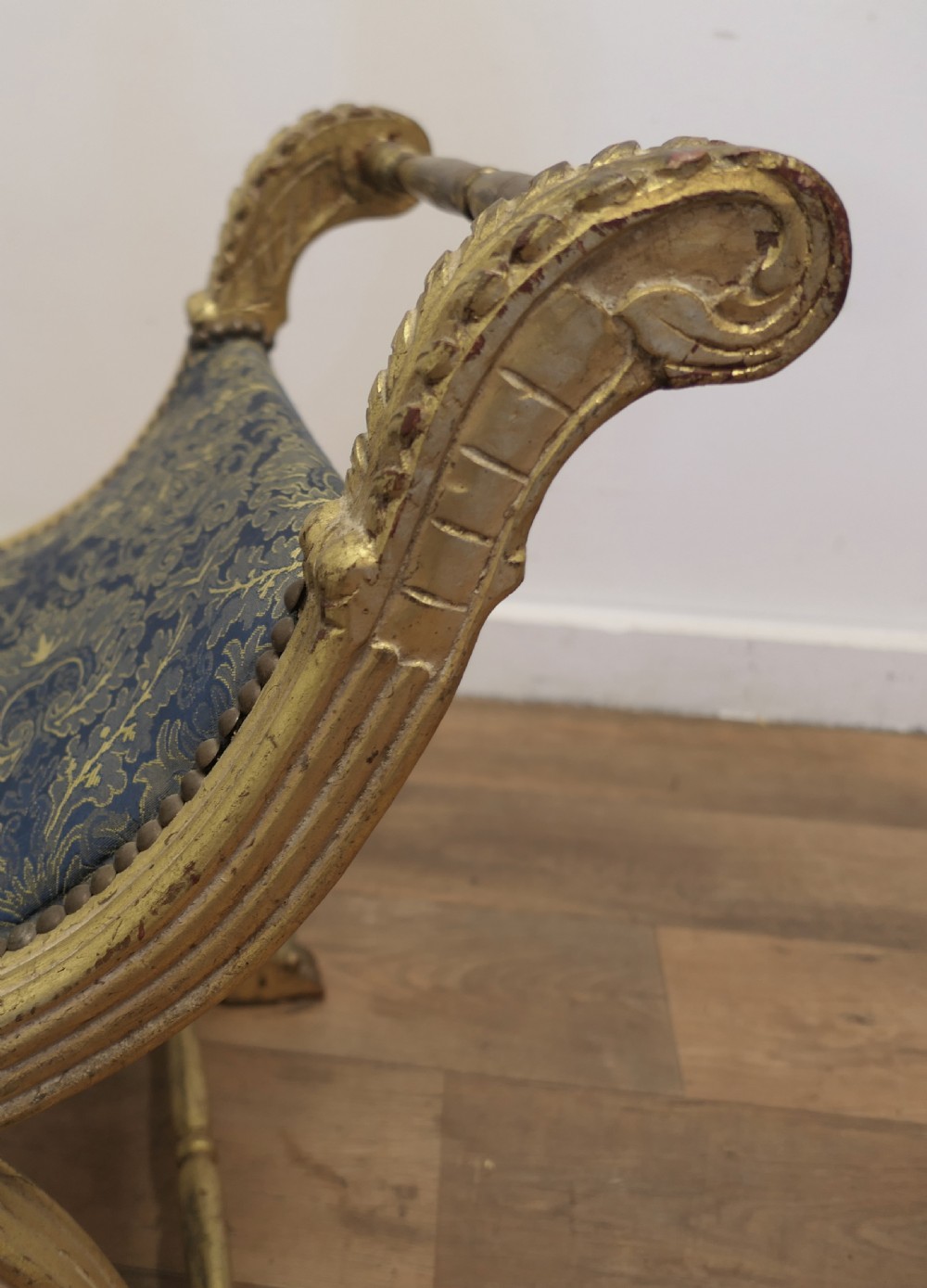 19th Century Empire Style Gilt X Frame Stool  View VIII