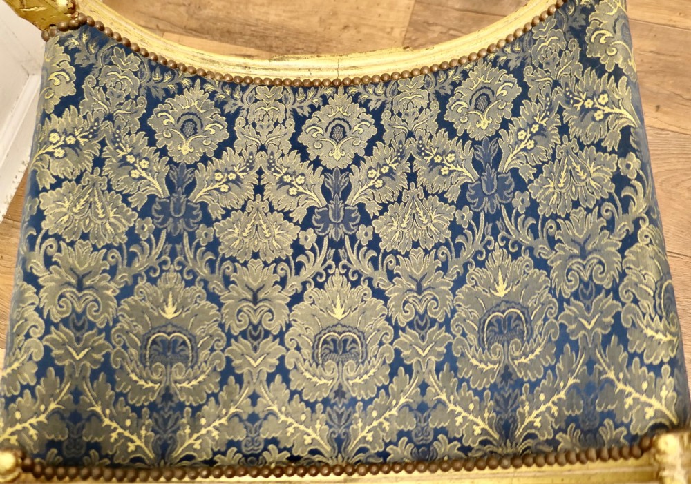 19th Century Empire Style Gilt X Frame Stool  View IX
