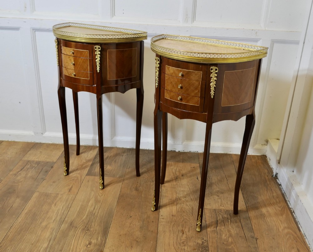 A Pair of French 19th Century Demilune Side Tables or Bedside Cabinets   View III