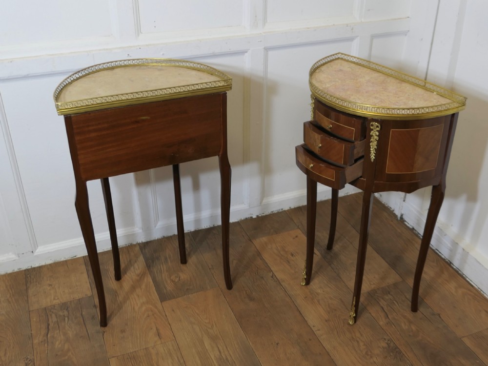 A Pair of French 19th Century Demilune Side Tables or Bedside Cabinets   View VI