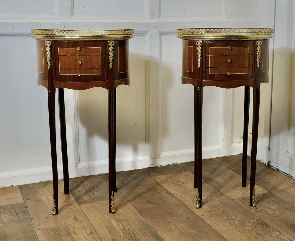 A Pair of French 19th Century Oval Side Tables or Bedside Cabinets  