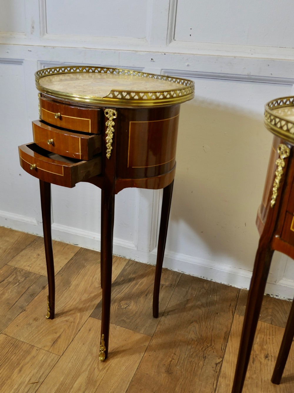 A Pair of French 19th Century Oval Side Tables or Bedside Cabinets   View IV