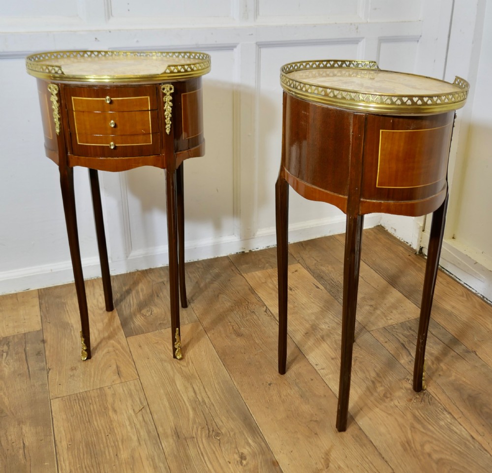 A Pair of French 19th Century Oval Side Tables or Bedside Cabinets   View V