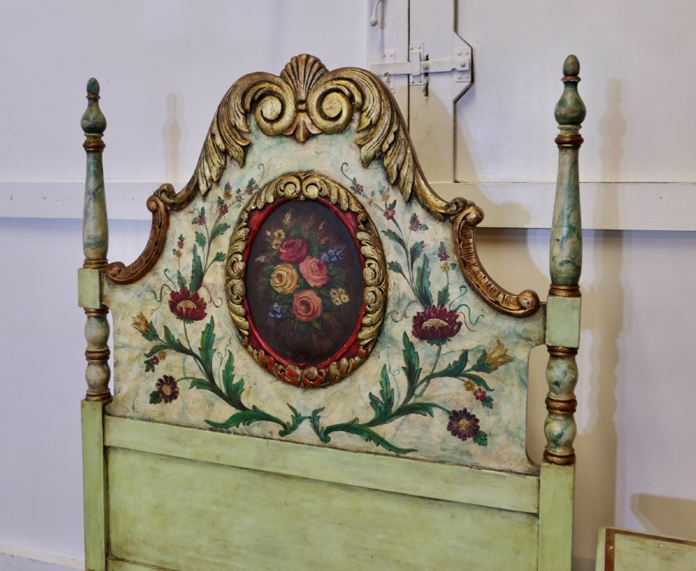 19th Century French Folk Art Single Bed with Night Table View VII