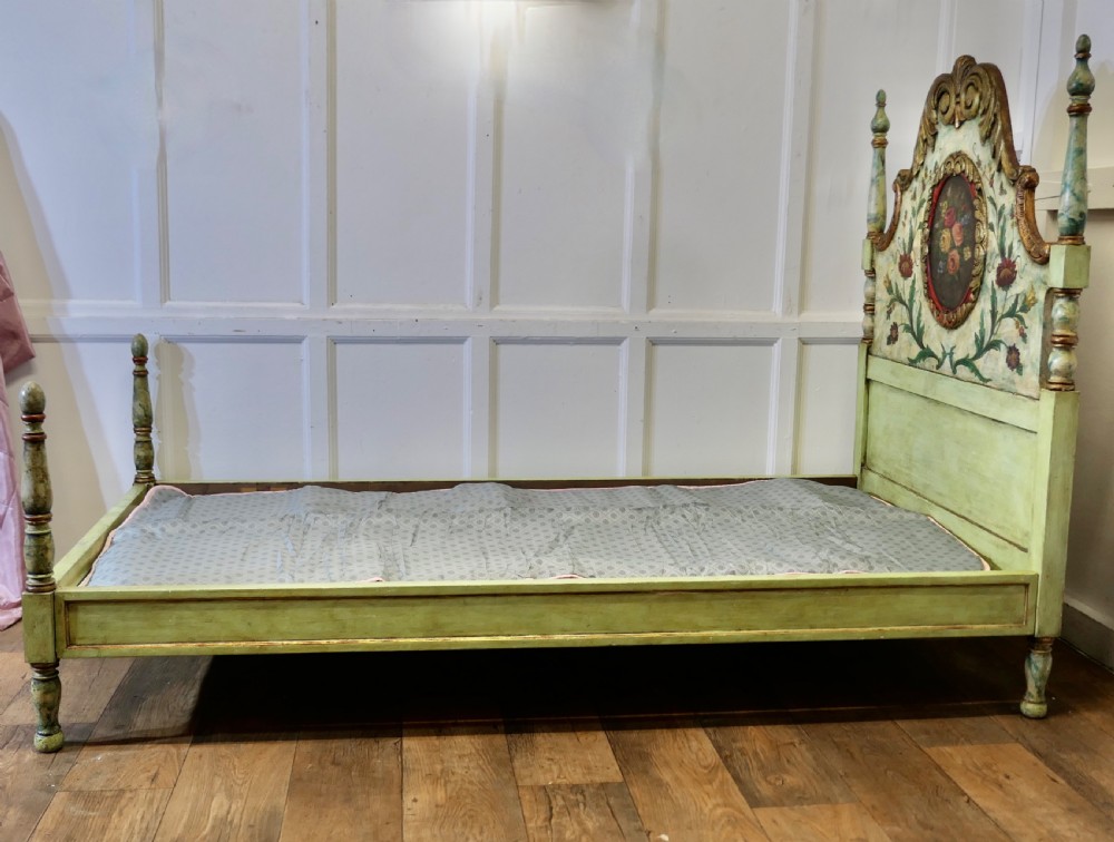 19th Century French Folk Art Single Bed with Night Table View X